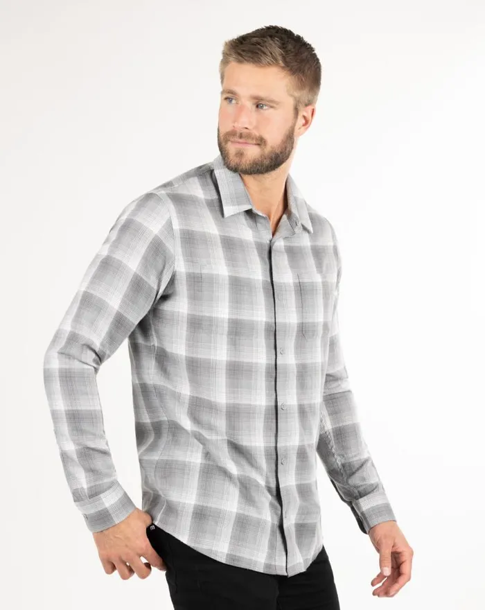 Men INLAND BUTTONUP Heather Sleet TravisMathew ButtonUps Men INLAND BUTTONUP Heather Sleet TravisMathew ButtonUps
