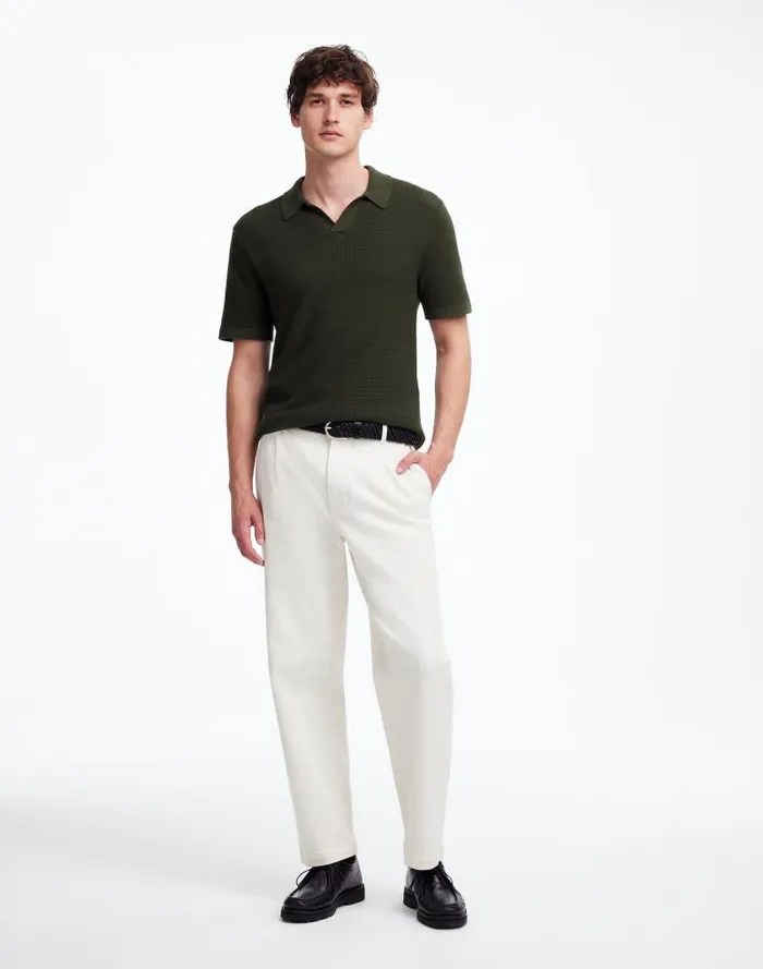 Men JohnnyCollar ShortSleeve Sweater Polo Mossy Umber Madewell Shirts