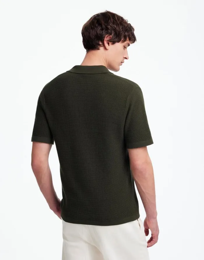 Men JohnnyCollar ShortSleeve Sweater Polo Mossy Umber Madewell Shirts
