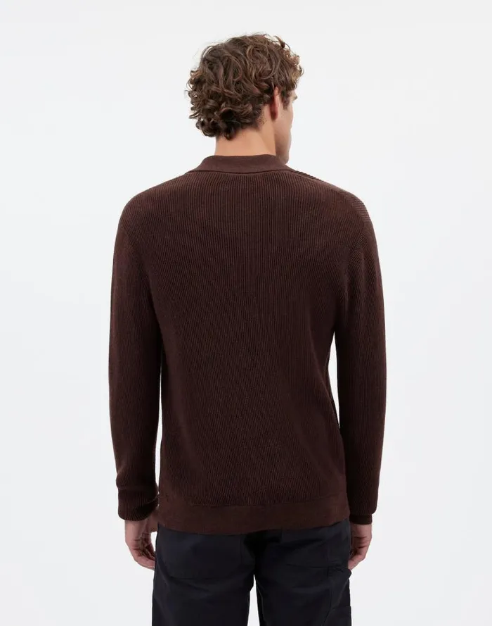 Men JohnnyCollar Sweater Polo Shirt In Merino Wool Hthr Chocolate Madewell Shirts
