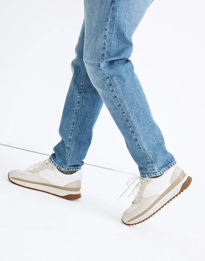 Men Kickoff Trainer Sneakers In Neutral Colorblock Leather Antique Cream Multi Madewell Sneakers