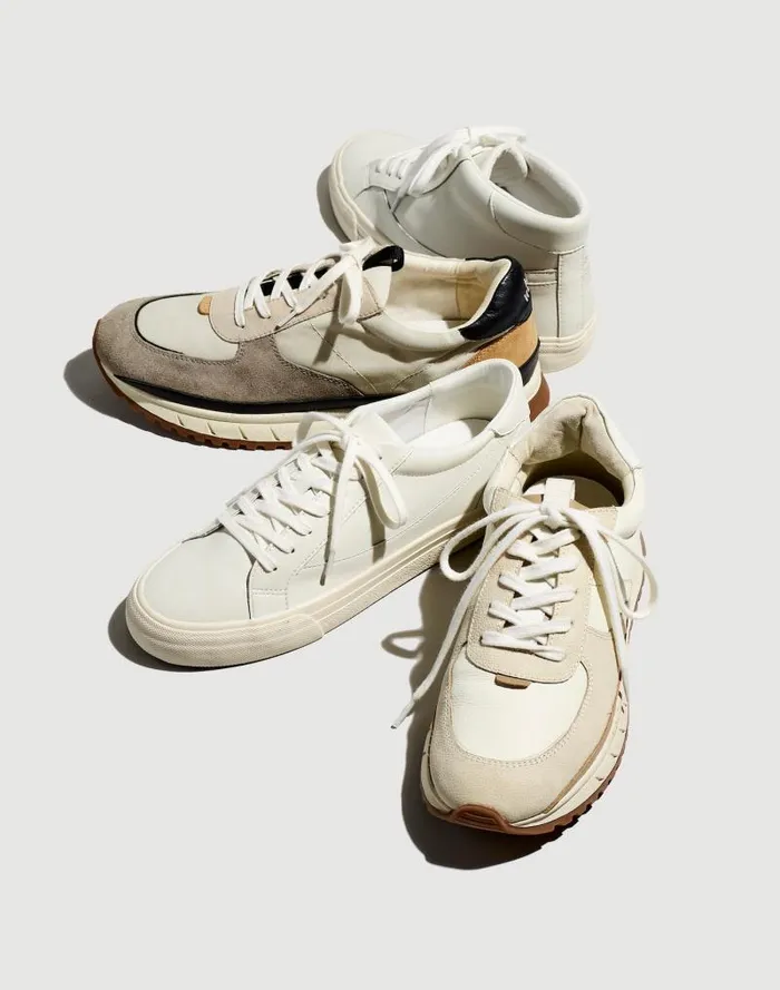 Men Kickoff Trainer Sneakers In Neutral Colorblock Leather Antique Cream Multi Madewell Sneakers
