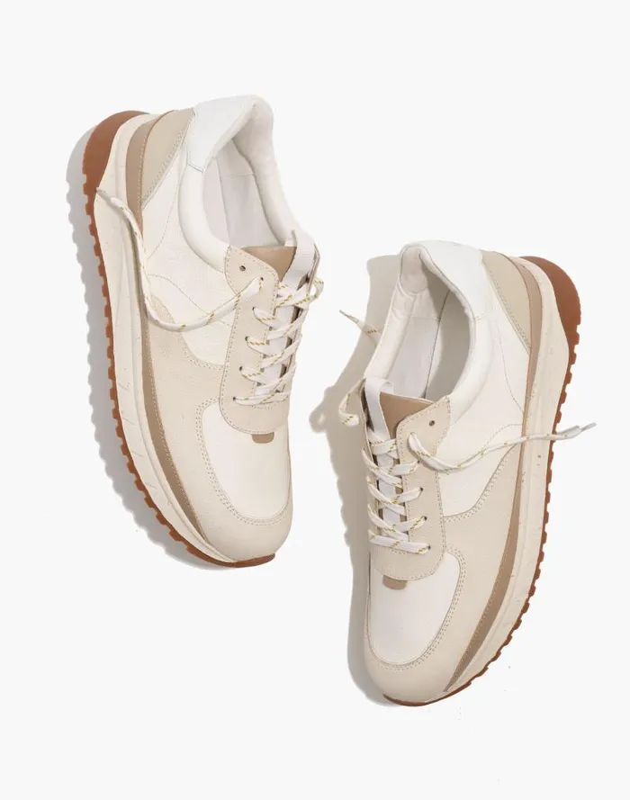 Men Kickoff Trainer Sneakers In Neutral Colorblock Leather Antique Cream Multi Madewell Sneakers