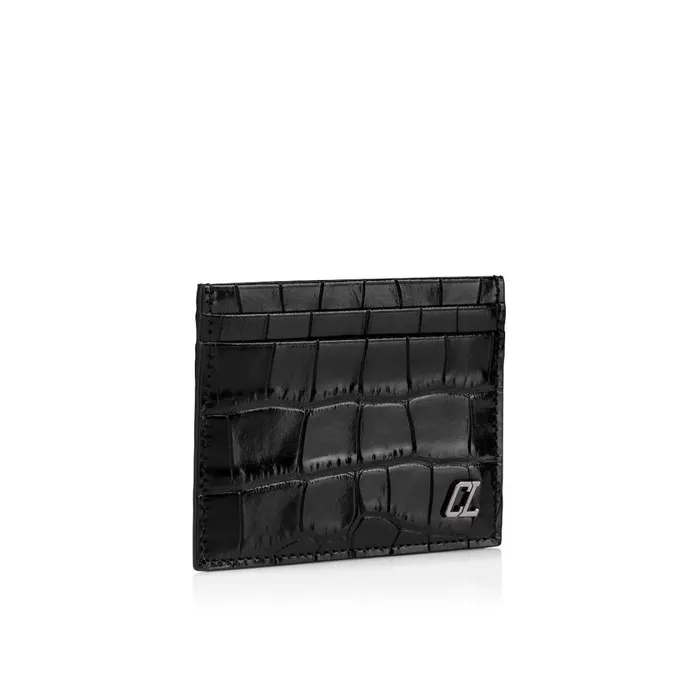 Men Kios Card Holder 8211 Alligator Embossed Calf Leather 8211 Black Black Christian Louboutin Wallets and Cardholders