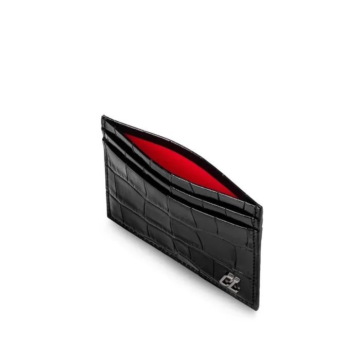 Men Kios Card Holder 8211 Alligator Embossed Calf Leather 8211 Black Black Christian Louboutin Wallets and Cardholders