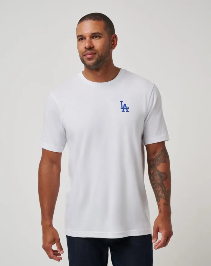 Men LOS ANGELES DODGERS FRIENDLY RIVALRY TEE White TravisMathew Tees