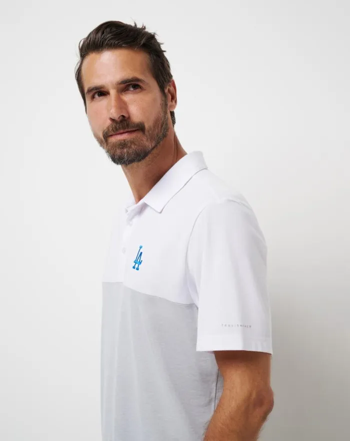 Men LOS ANGELES DODGERS HOME RUN LEADER POLO Whiteheather Grey TravisMathew Polos