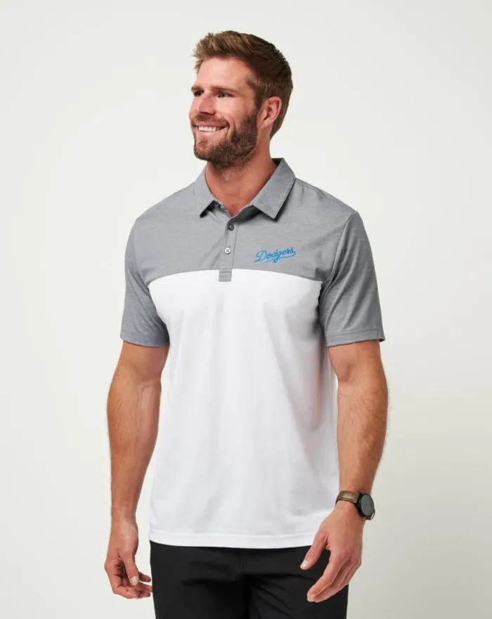 Men LOS ANGELES DODGERS THE RUDDS 20 POLO Heather Quiet Shadewhite TravisMathew Polos