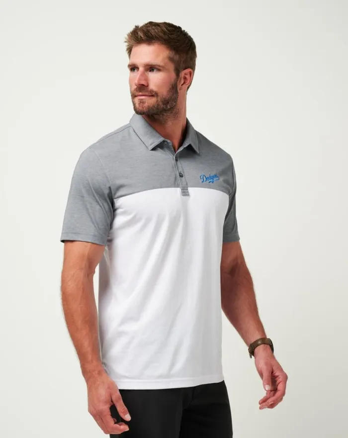 Men LOS ANGELES DODGERS THE RUDDS 20 POLO Heather Quiet Shadewhite TravisMathew Polos