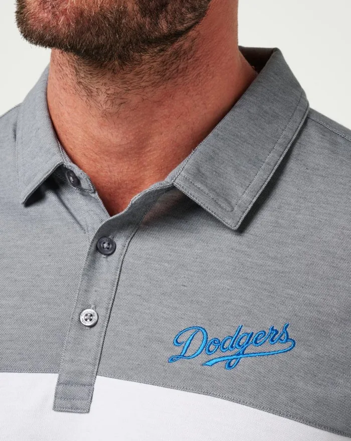 Men LOS ANGELES DODGERS THE RUDDS 20 POLO Heather Quiet Shadewhite TravisMathew Polos