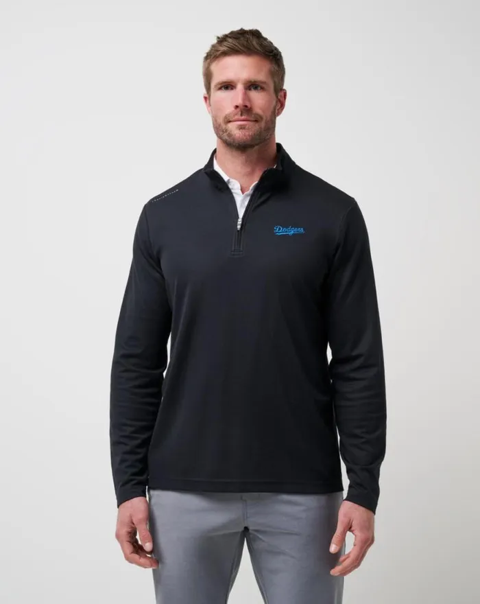 Men LOS ANGELES DODGERS TIME TO TAILGATE QUARTER ZIP Black TravisMathew Quarter Zips
