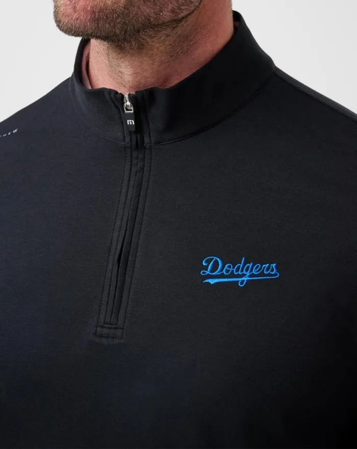 Men LOS ANGELES DODGERS TIME TO TAILGATE QUARTER ZIP Black TravisMathew Quarter Zips