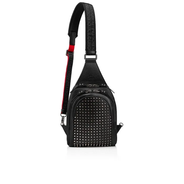 Men Loubifunk Crossbody Bag 8211 Grained Calf Leather And Spikes 8211 Black Black Christian Louboutin Crossbody Bags Men Loubifunk Crossbody Bag 8211 Grained Calf Leather And Spikes 8211 Black Black Christian Louboutin Crossbody Bags