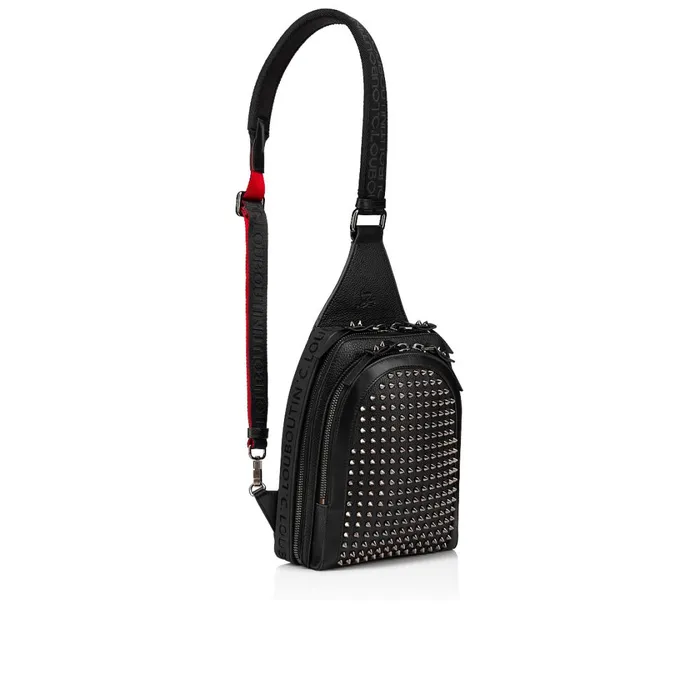 Men Loubifunk Crossbody Bag 8211 Grained Calf Leather And Spikes 8211 Black Black Christian Louboutin Crossbody Bags