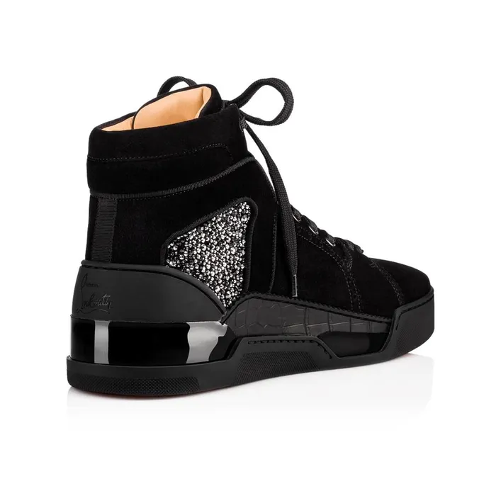 Men Loubikick Hightop Sneakers 8211 Suede 8211 Black Black Christian Louboutin High Top Sneakers