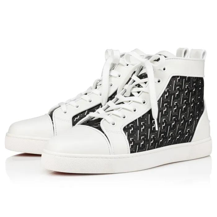 Men Louis Hightop Sneakers 8211 Calf Leather Coated Canva Techno CL And Nappa Leather 8211 White White Christian Louboutin High Top Sneakers Men Louis Hightop Sneakers 8211 Calf Leather Coated Canva Techno CL And Nappa Leather 8211 White White Christian Louboutin High Top Sneakers