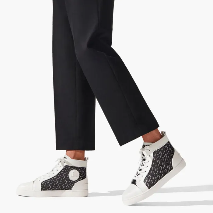 Men Louis Hightop Sneakers 8211 Calf Leather Coated Canva Techno CL And Nappa Leather 8211 White White Christian Louboutin High Top Sneakers