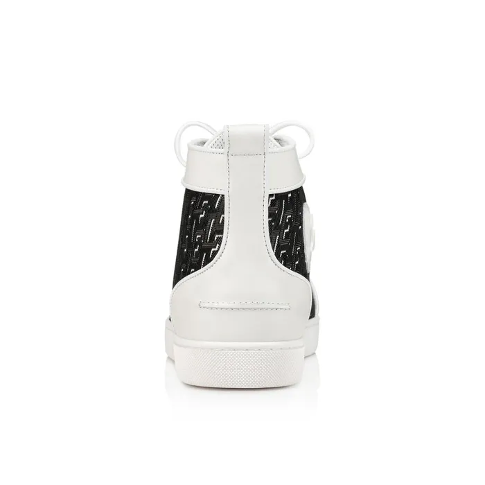 Men Louis Hightop Sneakers 8211 Calf Leather Coated Canva Techno CL And Nappa Leather 8211 White White Christian Louboutin High Top Sneakers