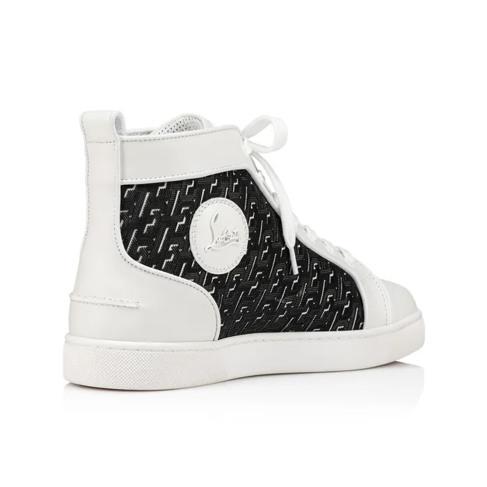 Men Louis Hightop Sneakers 8211 Calf Leather Coated Canva Techno CL And Nappa Leather 8211 White White Christian Louboutin High Top Sneakers