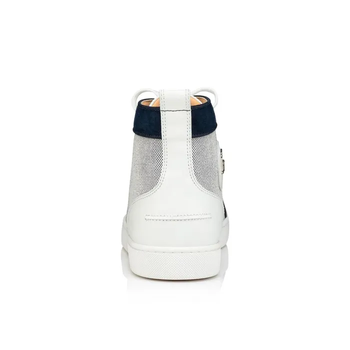 Men Louis Hightop Sneakers 8211 Calf Leather Fabric And Veau Velours 8211 Marine Blue Christian Louboutin High Top Sneakers