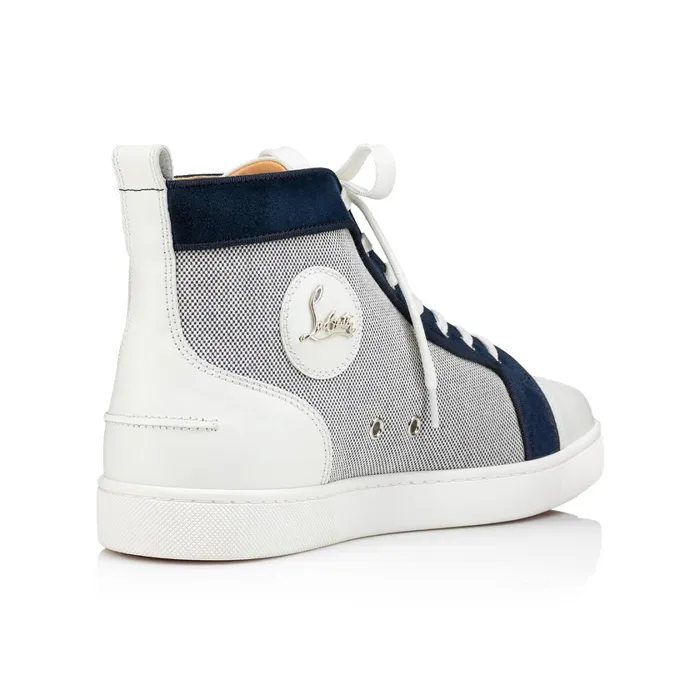 Men Louis Hightop Sneakers 8211 Calf Leather Fabric And Veau Velours 8211 Marine Blue Christian Louboutin High Top Sneakers
