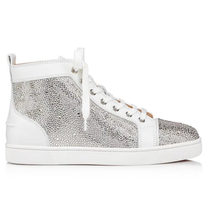 Men Louis Hightop Sneakers 8211 Suede And Strass 8211 White White Christian Louboutin High Top Sneakers
