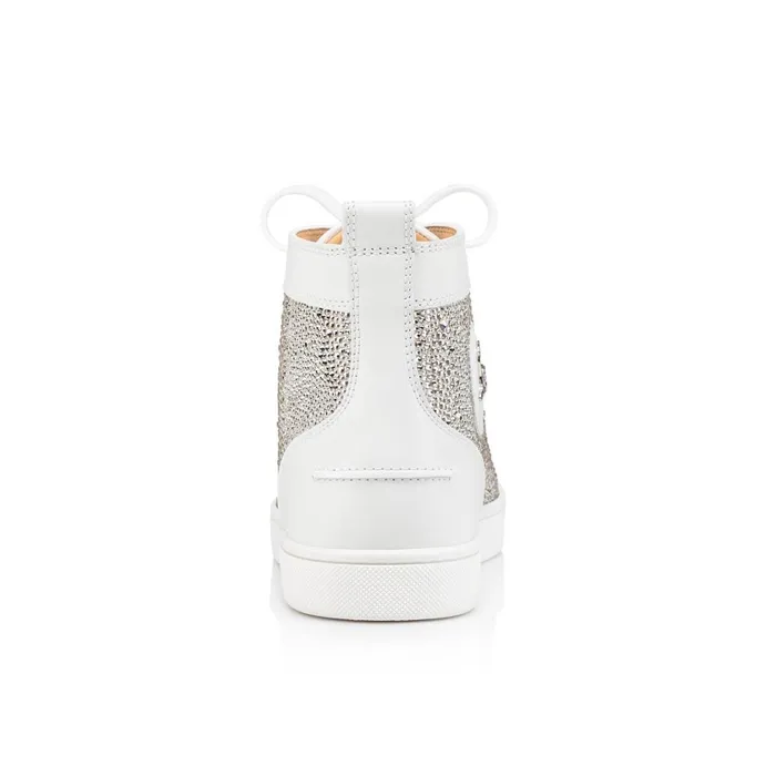 Men Louis Hightop Sneakers 8211 Suede And Strass 8211 White White Christian Louboutin High Top Sneakers