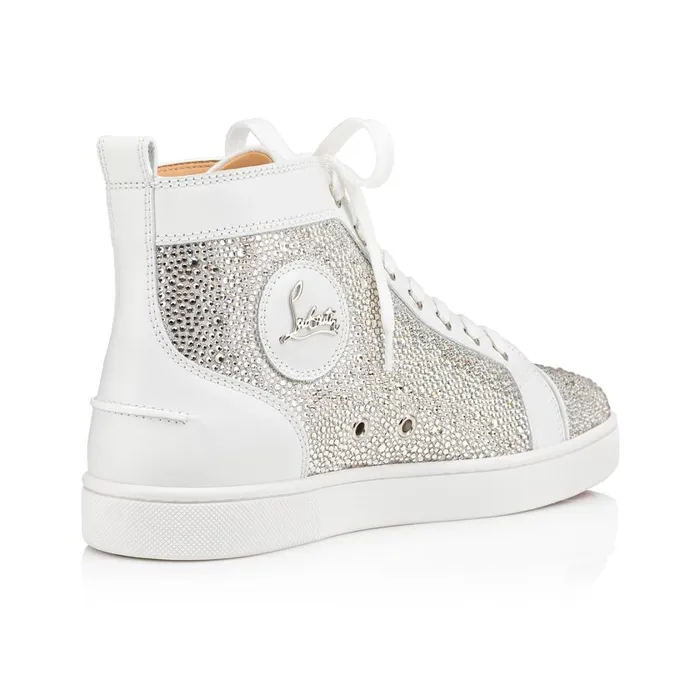 Men Louis Hightop Sneakers 8211 Suede And Strass 8211 White White Christian Louboutin High Top Sneakers