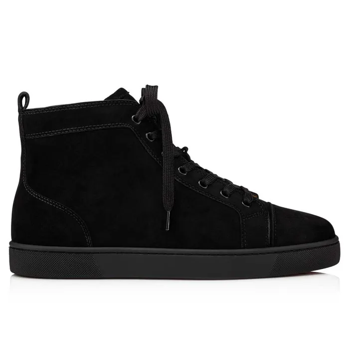 Men Louis Hightop Sneakers 8211 Veau Velours 8211 Black Black Christian Louboutin High Top Sneakers