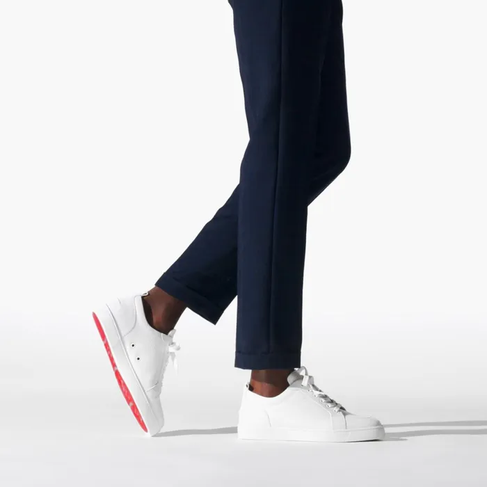 Men Louis Junior Sneakers 8211 Calf Leather 8211 White White Christian Louboutin Low Top Sneakers