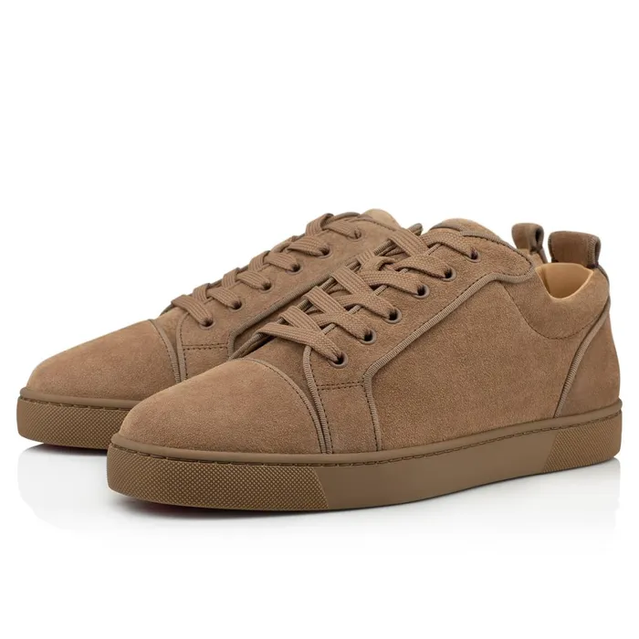 Men Louis Junior Sneakers 8211 Leather 8211 Roca Brown Christian Louboutin Low Top Sneakers