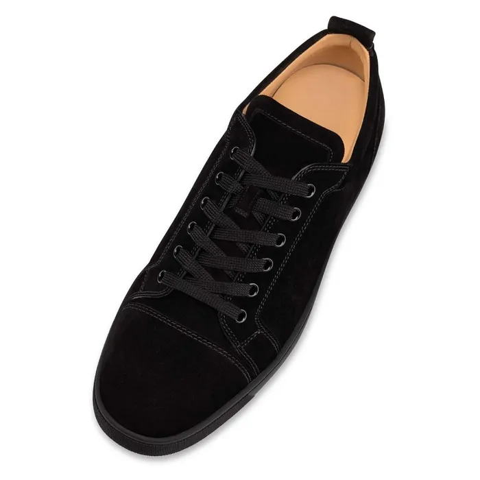 Men Louis Junior Sneakers 8211 Veau Velours 8211 Black Black Christian Louboutin Low Top Sneakers
