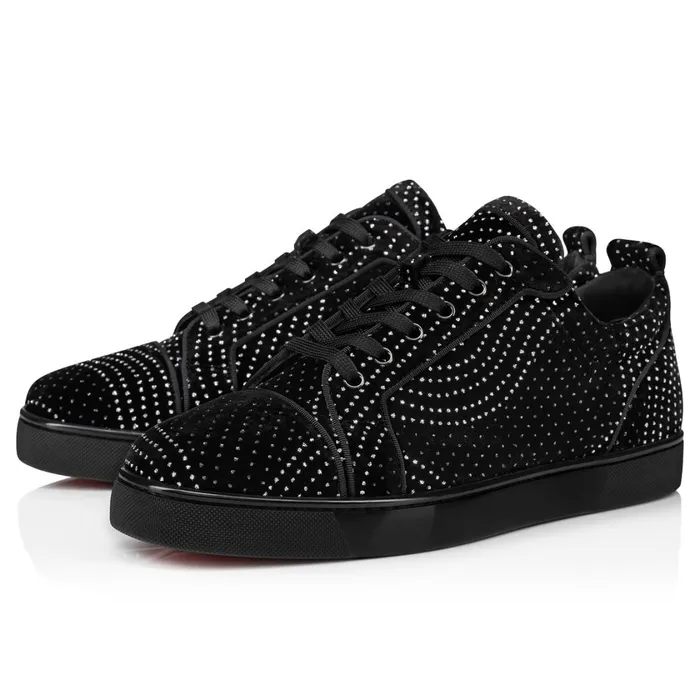 Men Louis Junior Sneakers 8211 Velvet River 8211 Black Black Christian Louboutin Low Top Sneakers Men Louis Junior Sneakers 8211 Velvet River 8211 Black Black Christian Louboutin Low Top Sneakers