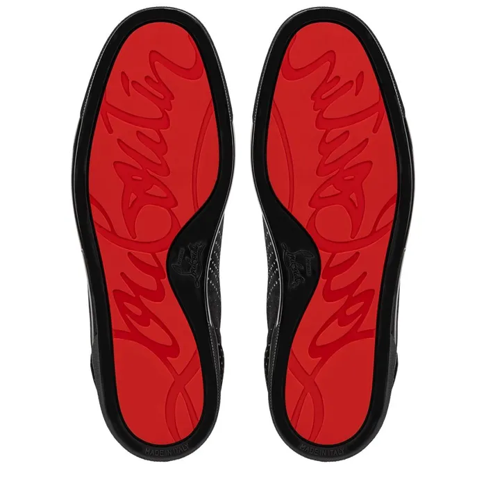 Men Louis Junior Sneakers 8211 Velvet River 8211 Black Black Christian Louboutin Low Top Sneakers