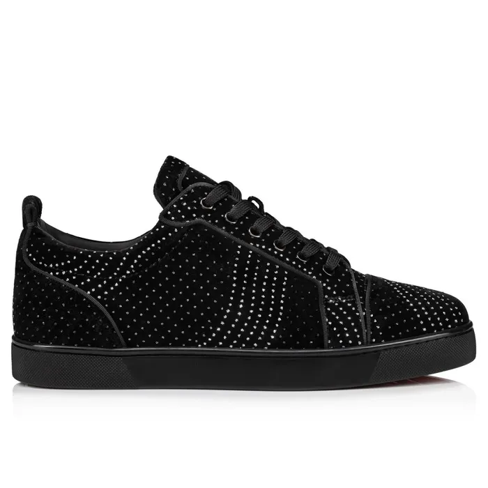 Men Louis Junior Sneakers 8211 Velvet River 8211 Black Black Christian Louboutin Low Top Sneakers