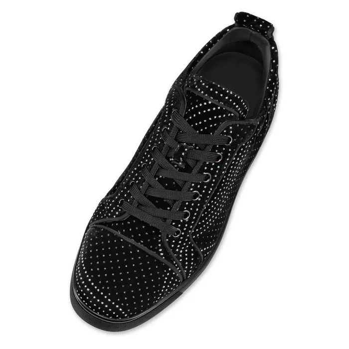 Men Louis Junior Sneakers 8211 Velvet River 8211 Black Black Christian Louboutin Low Top Sneakers