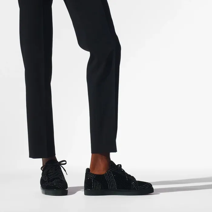 Men Louis Junior Sneakers 8211 Velvet River 8211 Black Black Christian Louboutin Low Top Sneakers