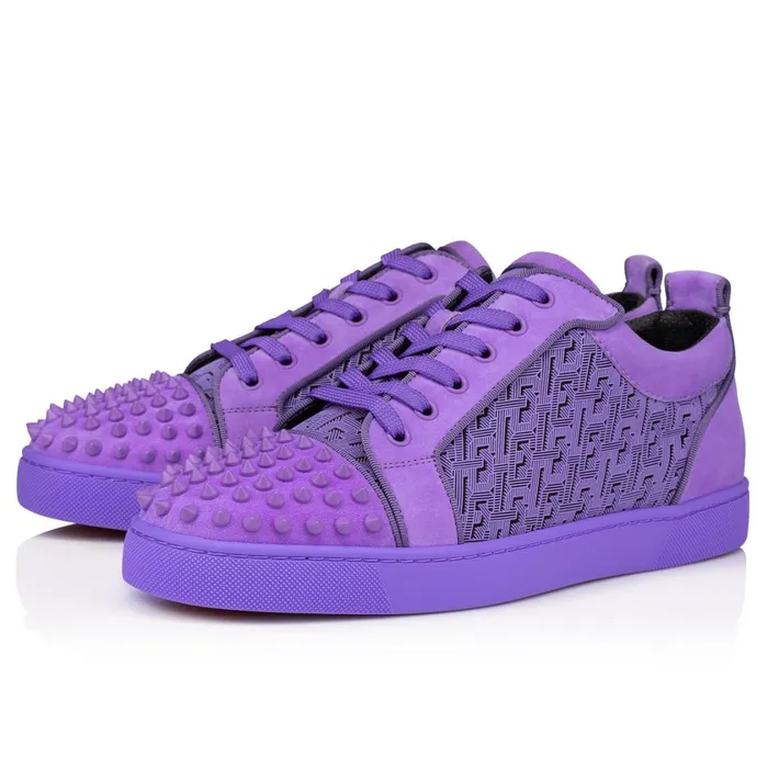Men Louis Junior Spikes Sneakers 8211 Suede Coated Canva Techno CL And Spikes 8211 Frou Frou Purple Christian Louboutin Low Top Sneakers Men Louis Junior Spikes Sneakers 8211 Suede Coated Canva Techno CL And Spikes 8211 Frou Frou Purple Christian Louboutin Low Top Sneakers