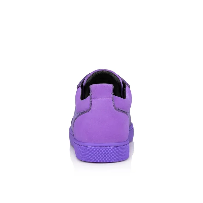 Men Louis Junior Spikes Sneakers 8211 Suede Coated Canva Techno CL And Spikes 8211 Frou Frou Purple Christian Louboutin Low Top Sneakers