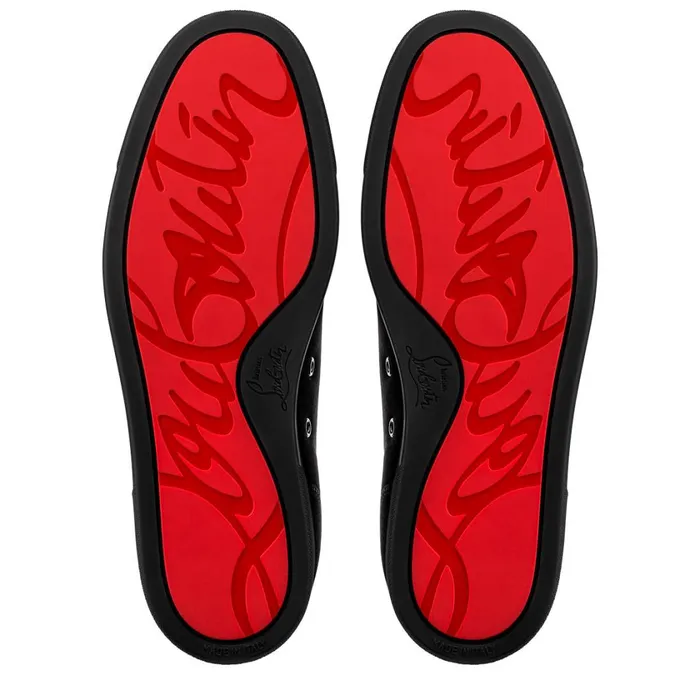 Men Louis Junior Spikes Sneakers 8211 Veau Velours 8211 Black Black Christian Louboutin Low Top Sneakers