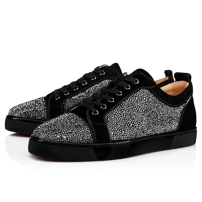 Men Louis Junior Strass Sneakers 8211 Suede Calf And Strass 8211 Black Black Christian Louboutin Low Top Sneakers Men Louis Junior Strass Sneakers 8211 Suede Calf And Strass 8211 Black Black Christian Louboutin Low Top Sneakers