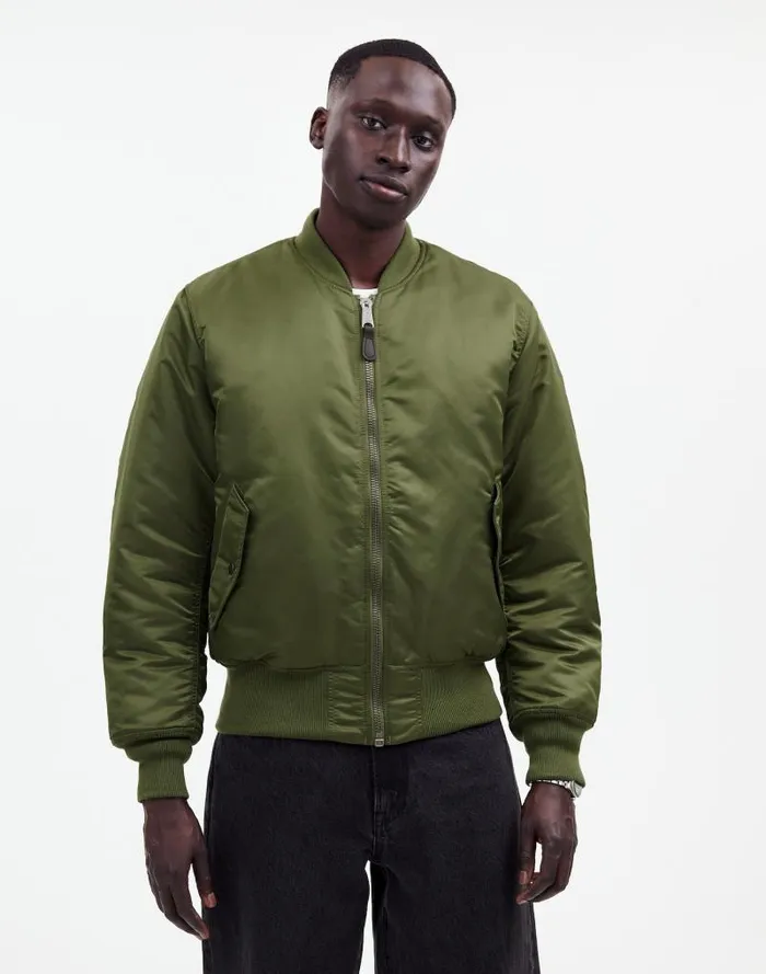 Men Madewell X Alpha Industries MA1 Flight Jacket Heritage Olive Madewell Coats Jackets