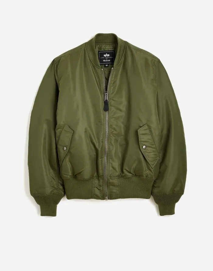 Men Madewell X Alpha Industries MA1 Flight Jacket Heritage Olive Madewell Coats Jackets