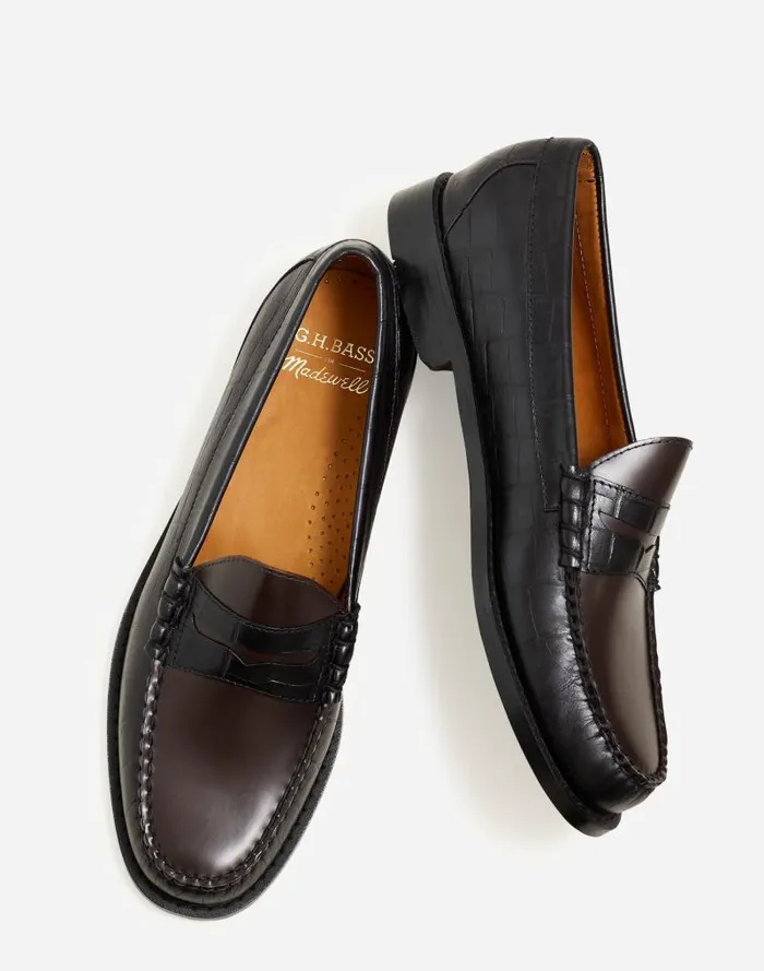 Men Madewell X GHBASS Larson Weejuns Loafers Black Dark Brown Madewell Dress Shoes and Loafers
