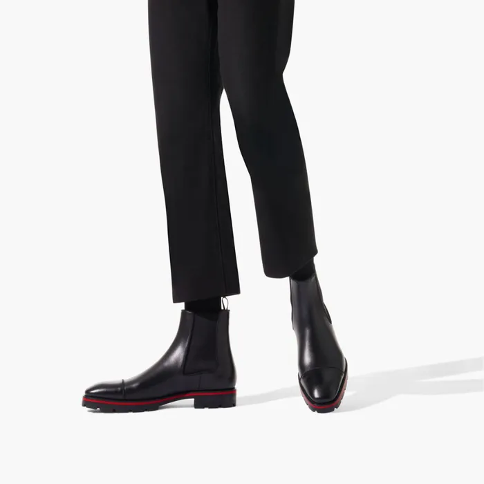 Men Melon Ankle Boots 8211 Calf Leather 8211 Black Black Christian Louboutin Ankle Boots