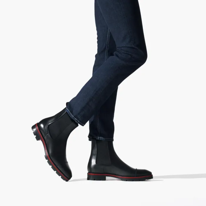 Men Melon Ankle Boots 8211 Calf Leather 8211 Black Black Christian Louboutin Ankle Boots