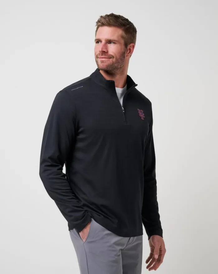 Men NEW YORK METS TIME TO TAILGATE QUARTER ZIP Black TravisMathew Quarter Zips