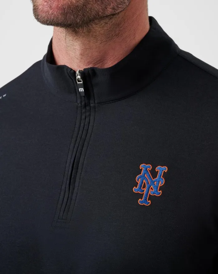 Men NEW YORK METS TIME TO TAILGATE QUARTER ZIP Black TravisMathew Quarter Zips