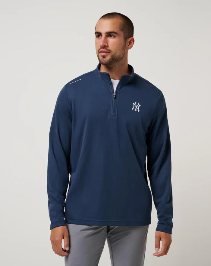 Men NEW YORK YANKEES TIME TO TAILGATE QUARTER ZIP Navy TravisMathew Quarter Zips Men NEW YORK YANKEES TIME TO TAILGATE QUARTER ZIP Navy TravisMathew Quarter Zips