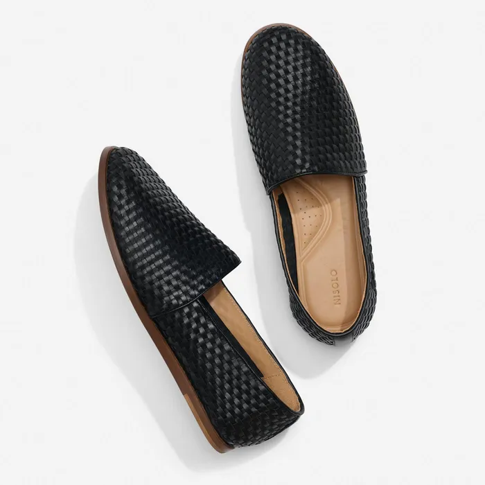 Men Nisolo Sandals and Slip Ons Alejandro Woven SlipOn 20 Woven Black